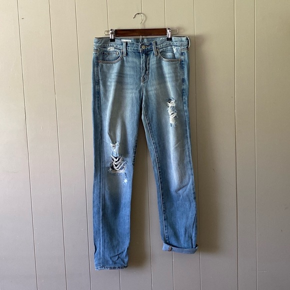 Gap Sexy Boyfriend Jeans Distressed, Lighter Wash, Size 28 Tall - Picture 2 of 11